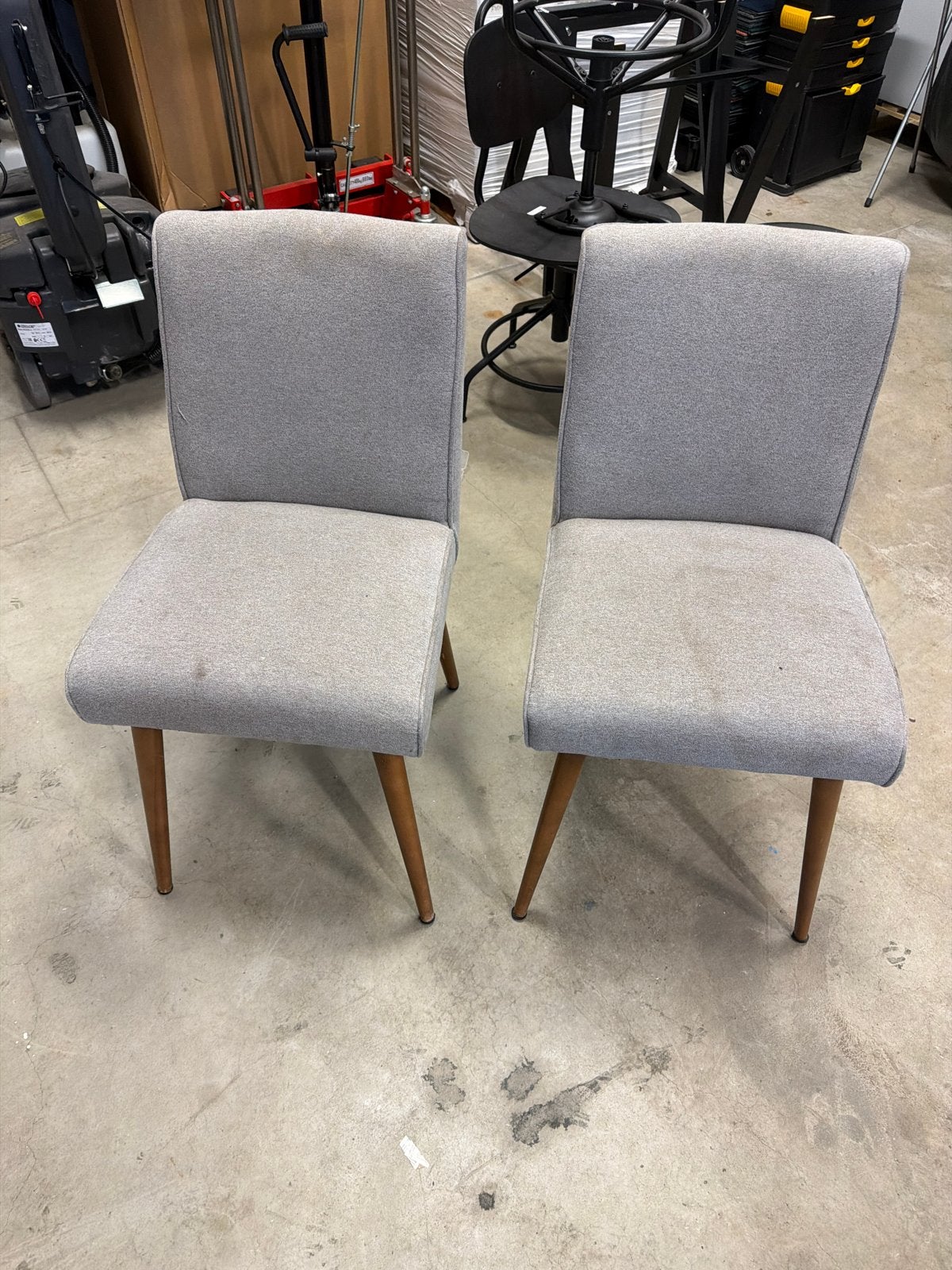 2 grijze stoffen eetkamerstoelen, Ophalen, Gebruikt, Twee, Stof
