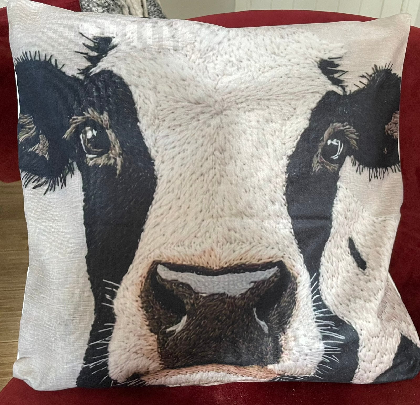 NIEUW !! Superleuk kussenhoesje met zwartbonte koe, Ophalen of Verzenden, Zo goed als nieuw, Vierkant