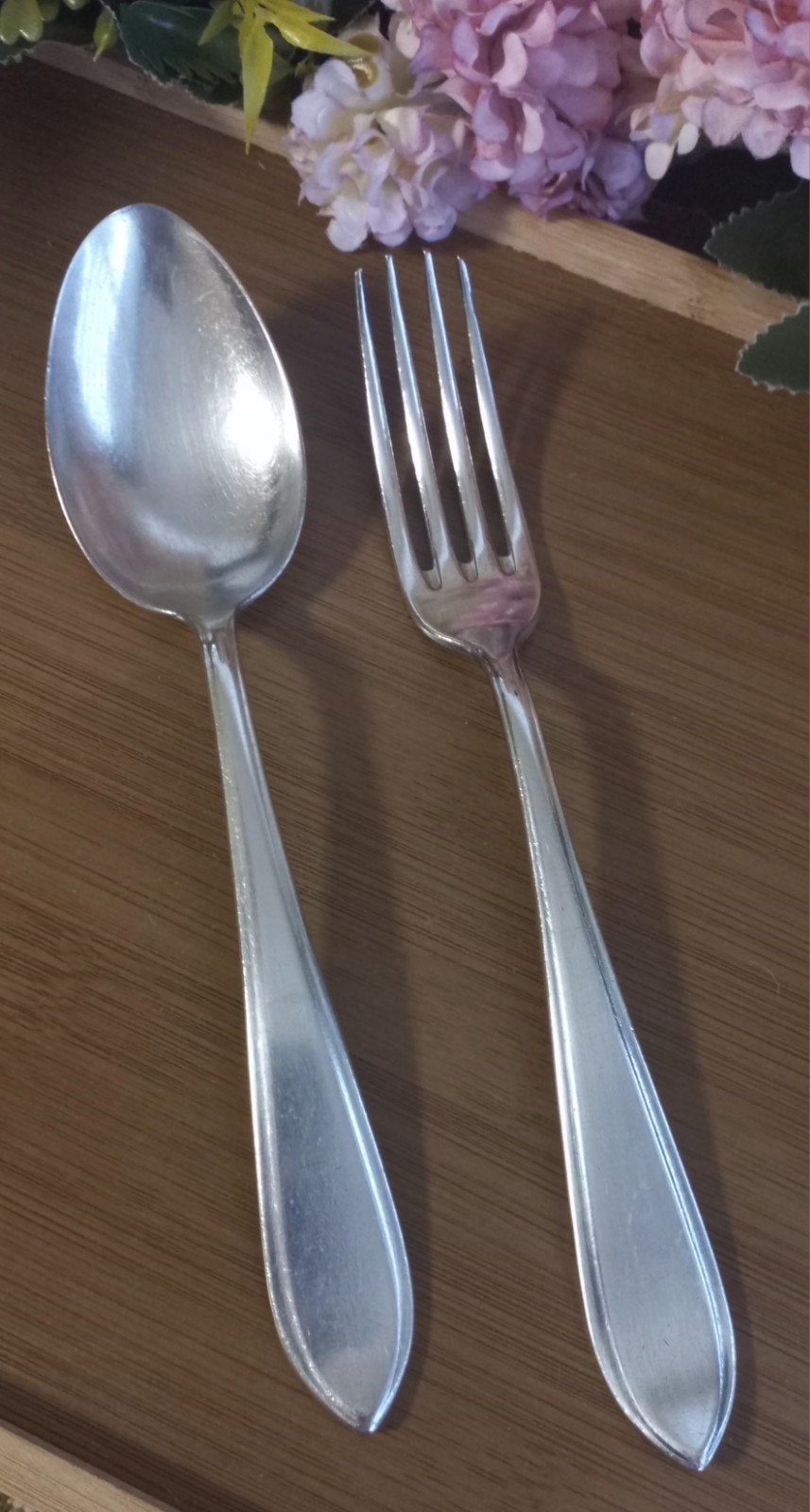 Set van dinerlepel en vork, verzilverd, puntfilet, Sola 90, Ophalen of Verzenden, Gebruikt, Zilver