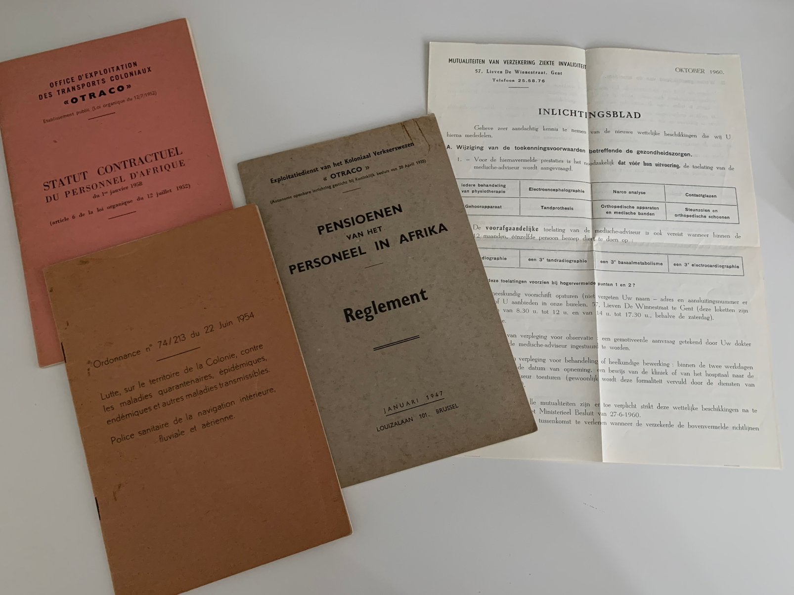 Congo personeel documenten OTRACO Belgisch Congo 1947, Antiek en Kunst, Ophalen of Verzenden