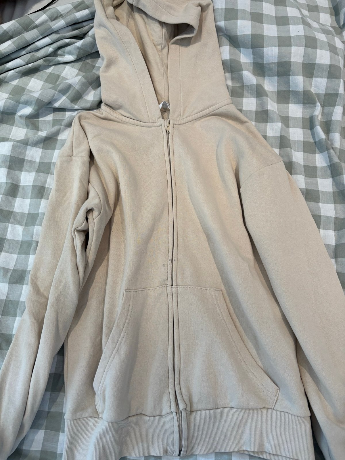 H&M hoodie met rits - Beige, Kleding | Dames, Ophalen of Verzenden, Gedragen, Maat 34 (XS) of kleiner, Beige