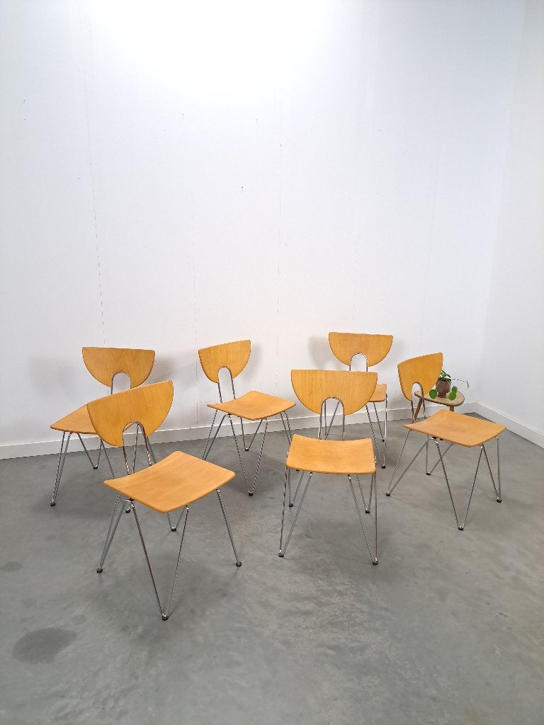 Set 6 x Kusch & Co Mikado 1800, Walter Leeman stoelen, Design, space age, vintage, Gebruikt, Overige kleuren, Ophalen of Verzenden