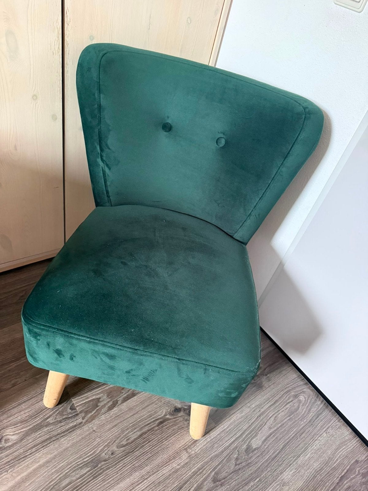 4 Leen Bakker eetkamerstoelen donkergroen fluweel - Zo goed, Ophalen, Overige kleuren, Zo goed als nieuw, Vier