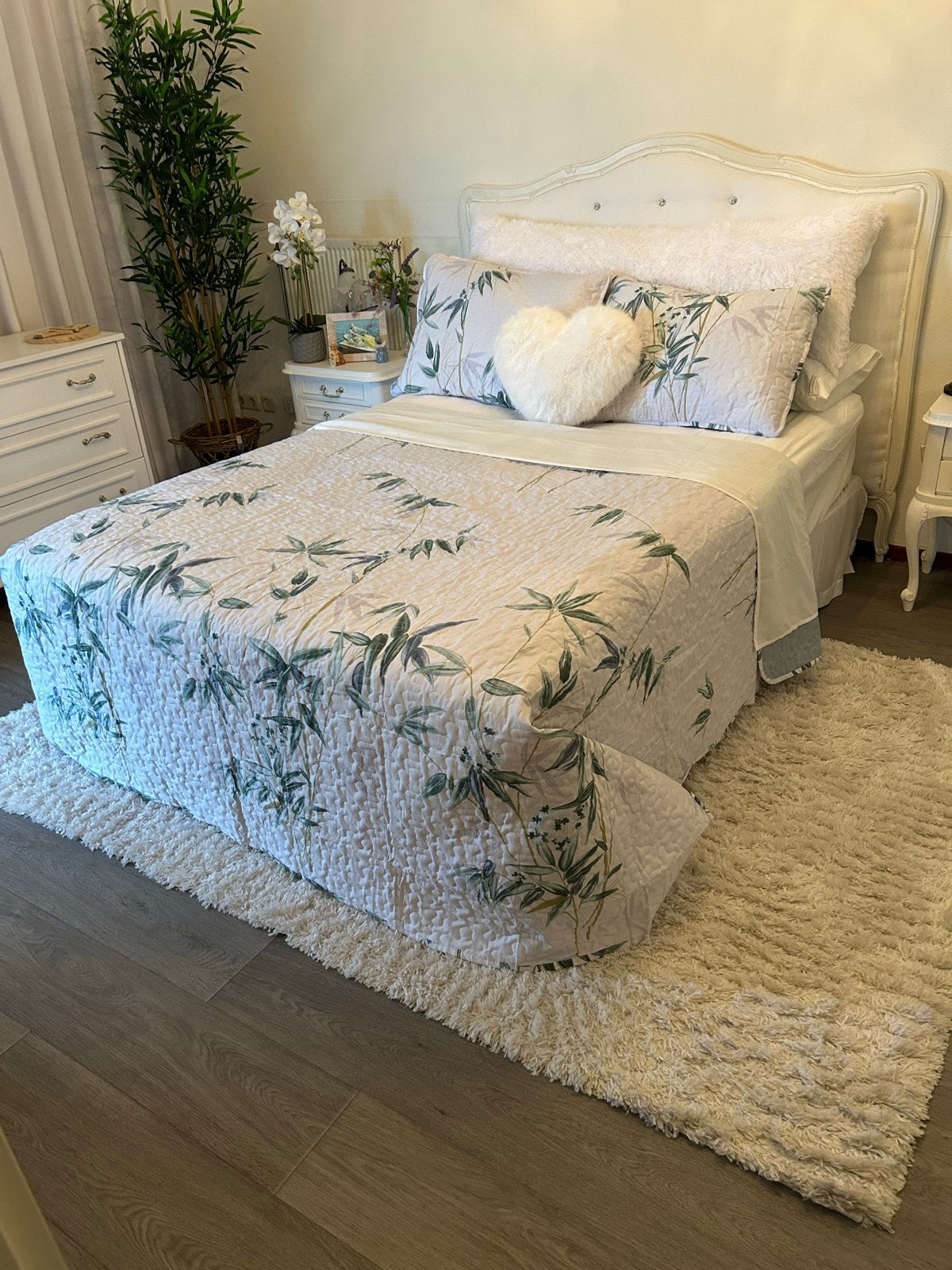 Complete Slaapkamer Set: Bed, Nachtkastjes, Ladekast, Ophalen, Zo goed als nieuw, Twijfelaar, Franse