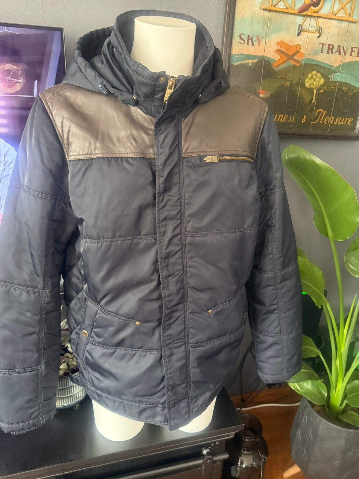 PME legend winterjas maat XXL, blauw met leer, Kleding | Heren, Ophalen, Zo goed als nieuw, Overige maten, Blauw