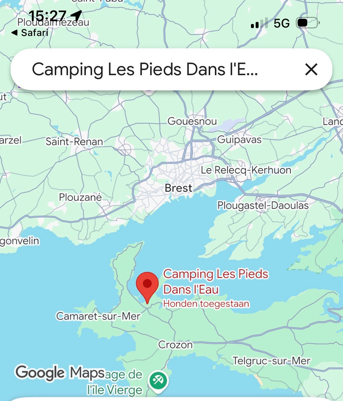 Ter overname kampeerplaats in Crozon, Frankrijk 13 dagen, Ophalen