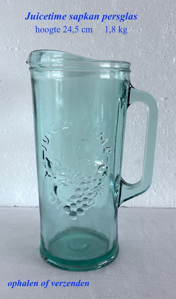 Sapkan Waterkan Juice Time Geperst Glas Kan fraaie gravure, Antiek en Kunst, Antiek | Glas en Kristal, Ophalen