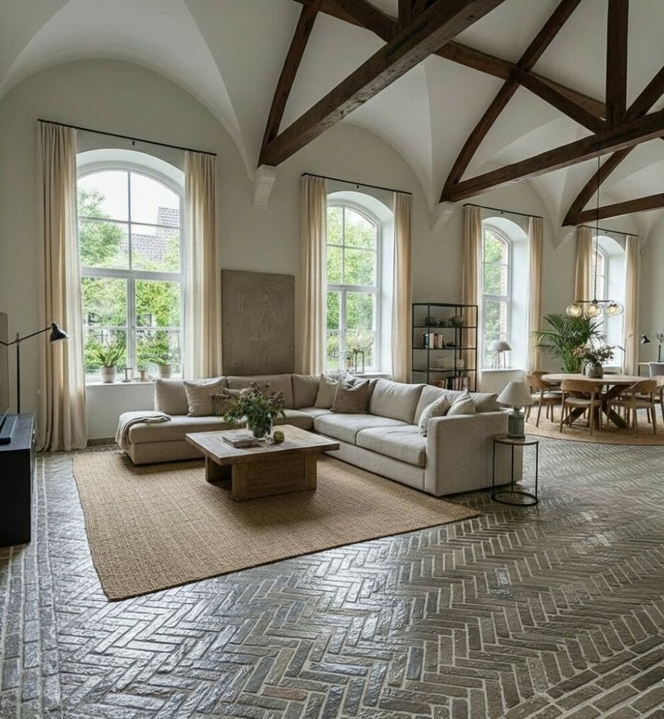 Unieke Castle bricks vloer- waaltjes Beige, Huis en Inrichting, Stoffering | Vloerbedekking, 75 m² of meer, Beige, Overige typen