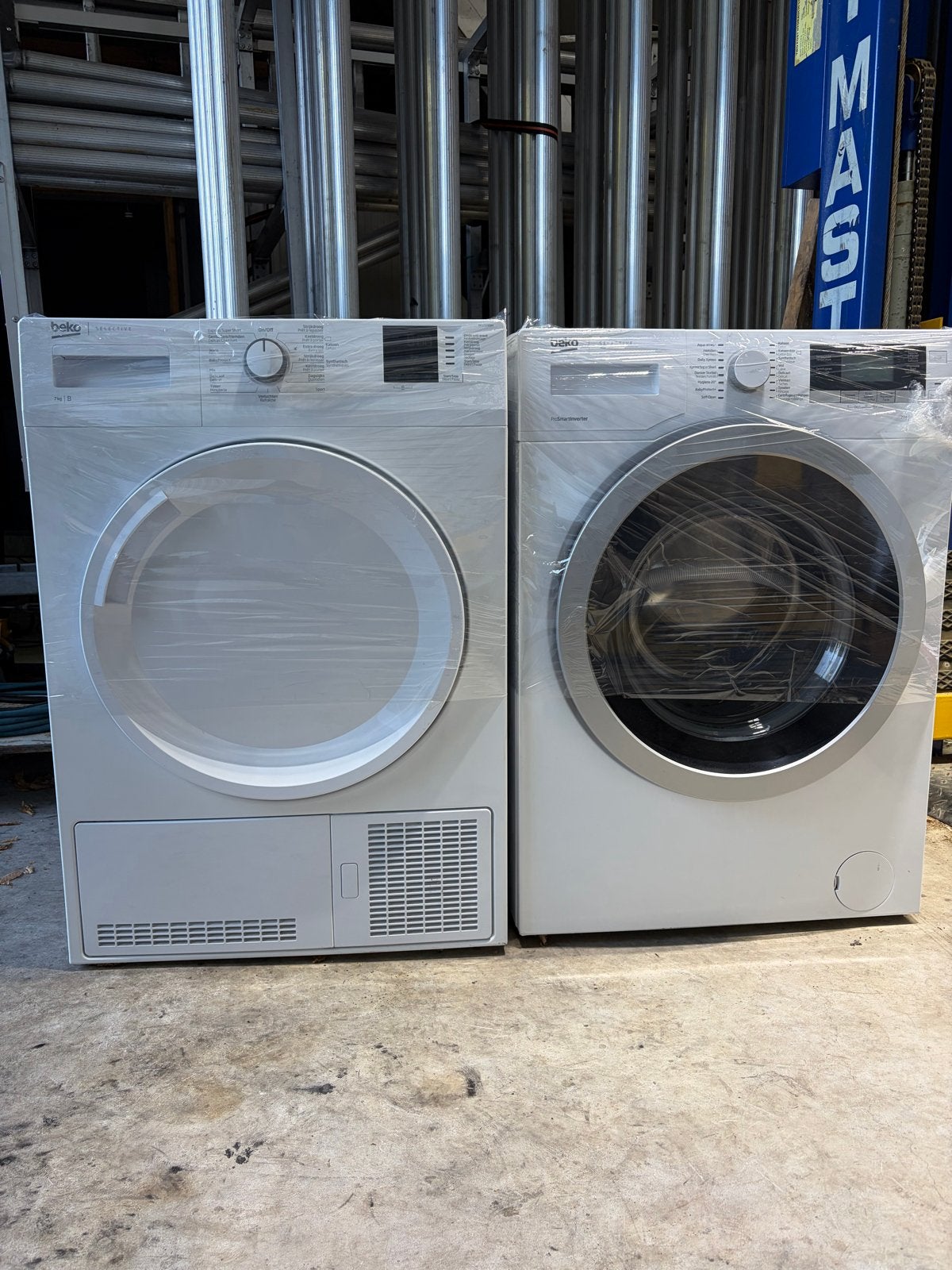 Beko WTV 7734 XS0 Wasmachine & DCU 7235 BX Droger Set, Witgoed en Apparatuur, Ophalen, Gebruikt, 85 tot 90 cm, 1200 tot 1600 toeren