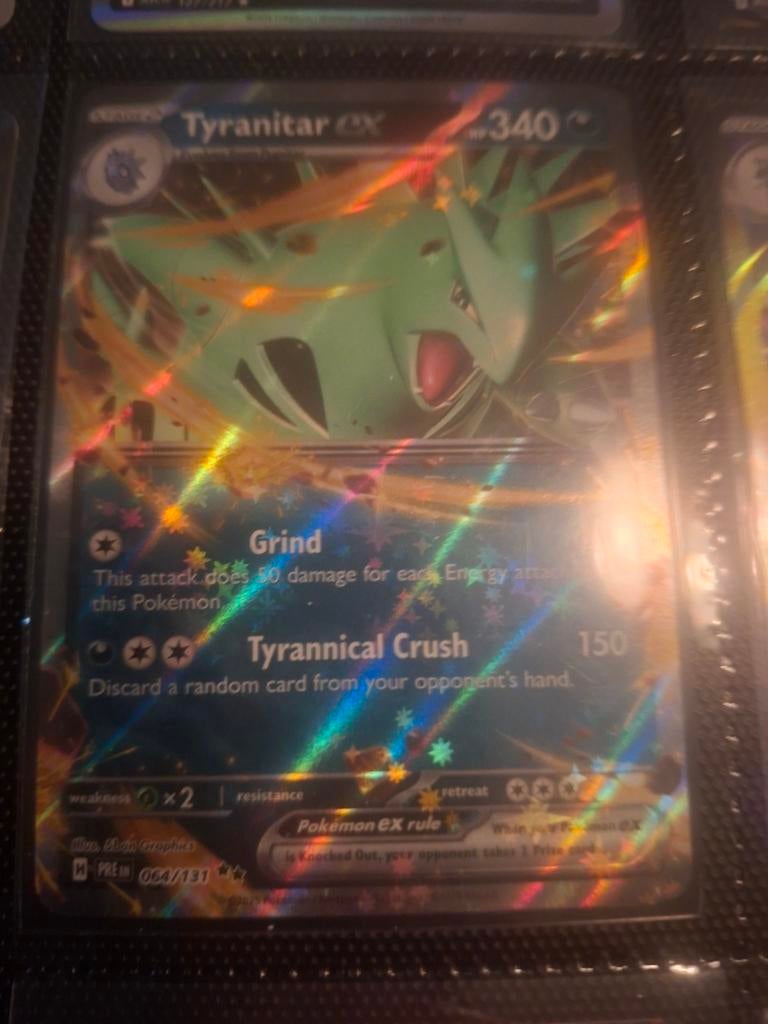 Tyranitar EX Pokémon Kaart - Full Art Holo, Ophalen of Verzenden, Zo goed als nieuw, Losse kaart, Foil