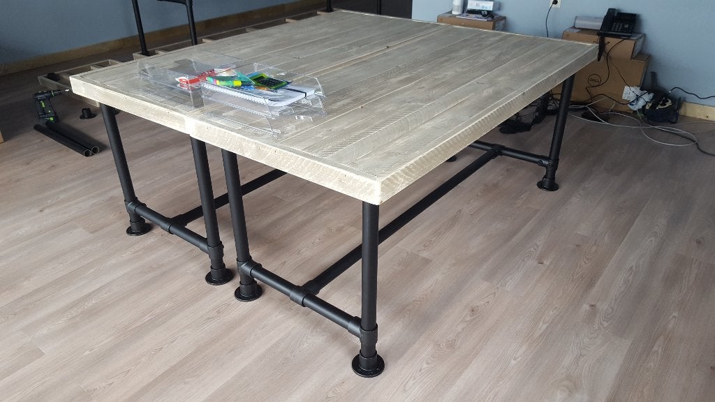 Unieke kwaliteit tafel van steigerhout met steigerbuis, Ophalen, 50 tot 100 cm, Rechthoekig, Nieuw