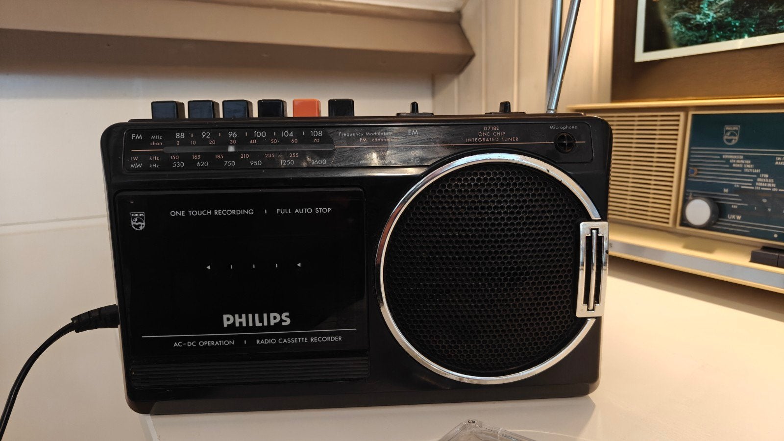 Vintage Retro Philips D7182 Radio Cassette Recorder, Ophalen of Verzenden, Gebruikt, Radio