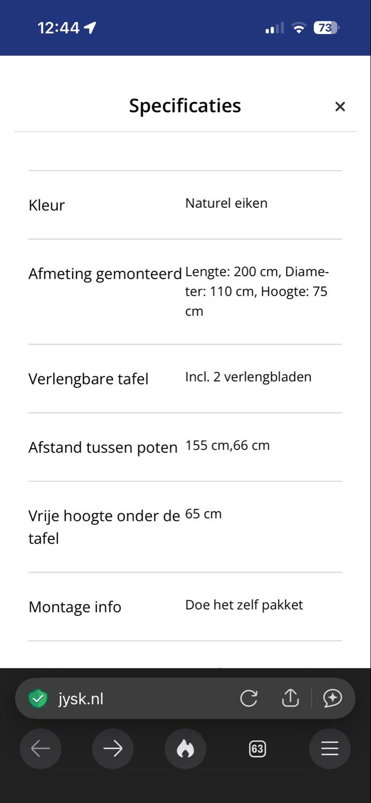 Foto 9 van Uitschuifbare eettafel JYSK MARSTRAND naturel eikenfineer