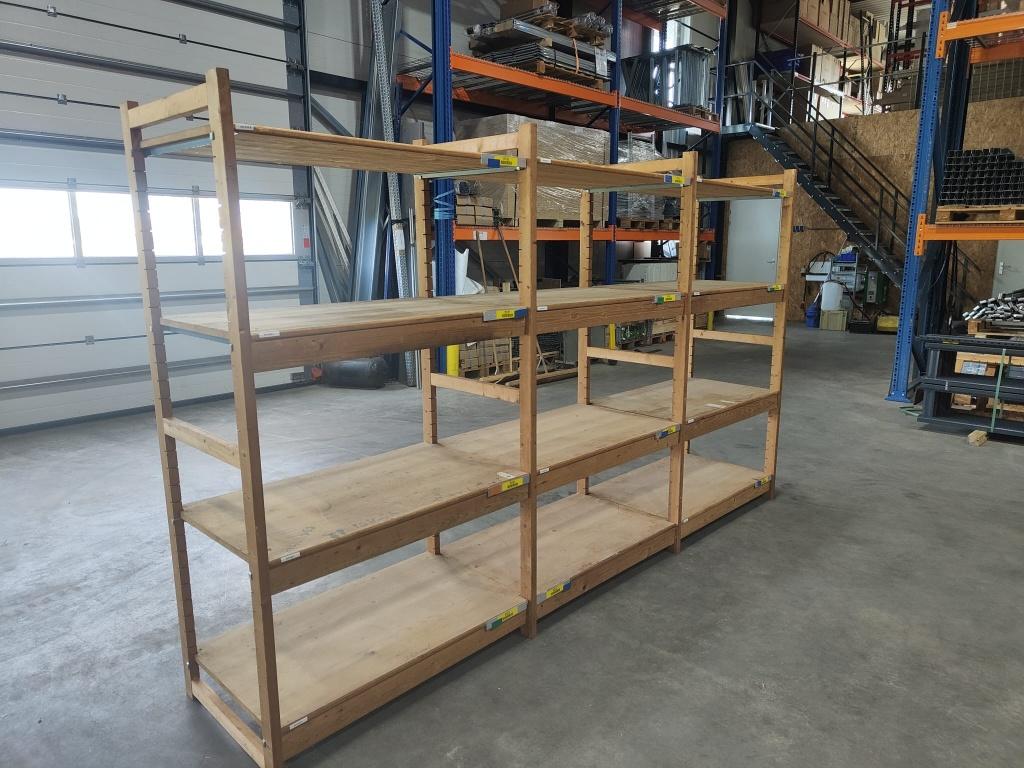 Houten stelling Bruynzeel 180cm hoog en 60cm diep, Zakelijke goederen, Kantoor en Winkelinrichting | Magazijn, Stelling en Opslag