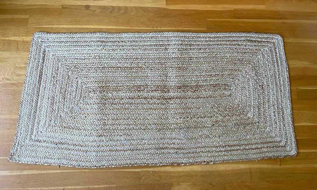 Jute vloerkleed 70x140cm rechthoekig, Ophalen, Gebruikt, 100 tot 150 cm, Beige
