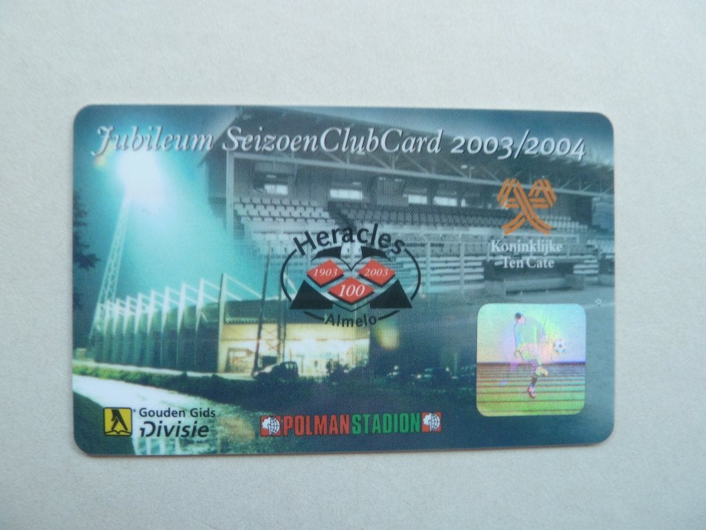 JubileumSeizoenclubcard Heracles2003/2004 Groene achterkant, Ophalen of Verzenden, Zo goed als nieuw, Overige binnenlandse clubs