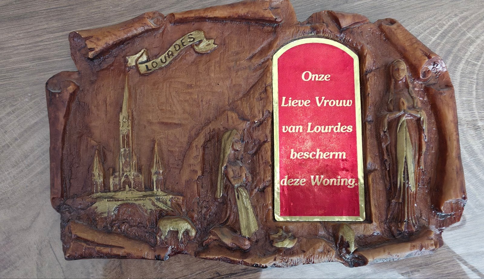 Religieus Wandreliëf Lourdes - Vintage Huiszegening (Ned.), Ophalen of Verzenden