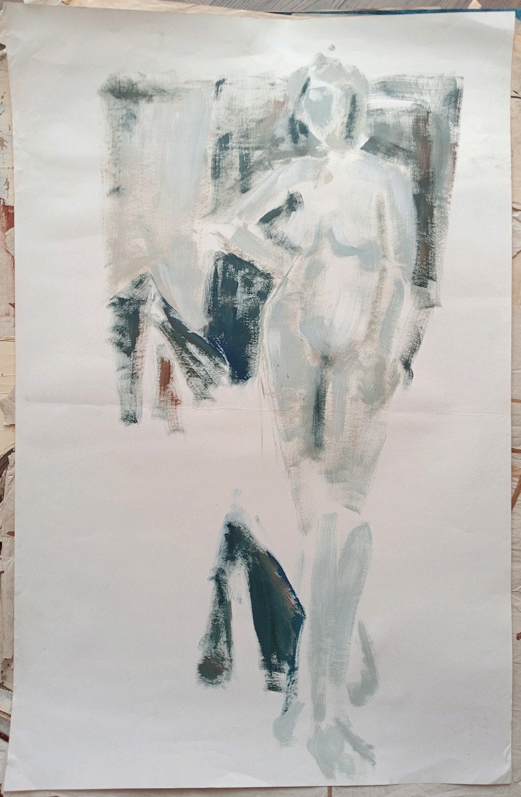 Staand naakt aquarel jaren 90 erotiek, Ophalen of Verzenden