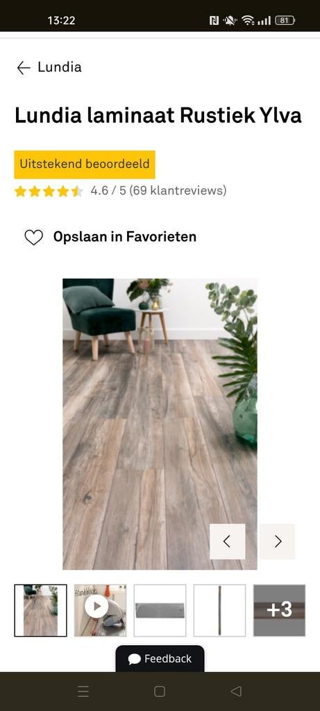 Lundia laminaat Rustiek Ylva van karwei, Ophalen, 50 tot 150 cm, Nieuw, 10 m² of meer