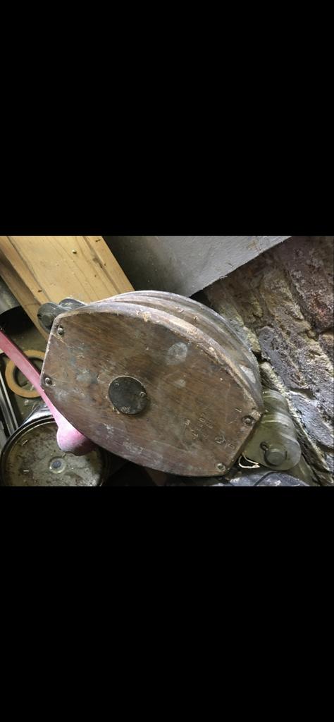 Antieke houten scheepsblok - Dubbele schijf, Ophalen of Verzenden, Gebruikt, Gietijzer, Overige typen