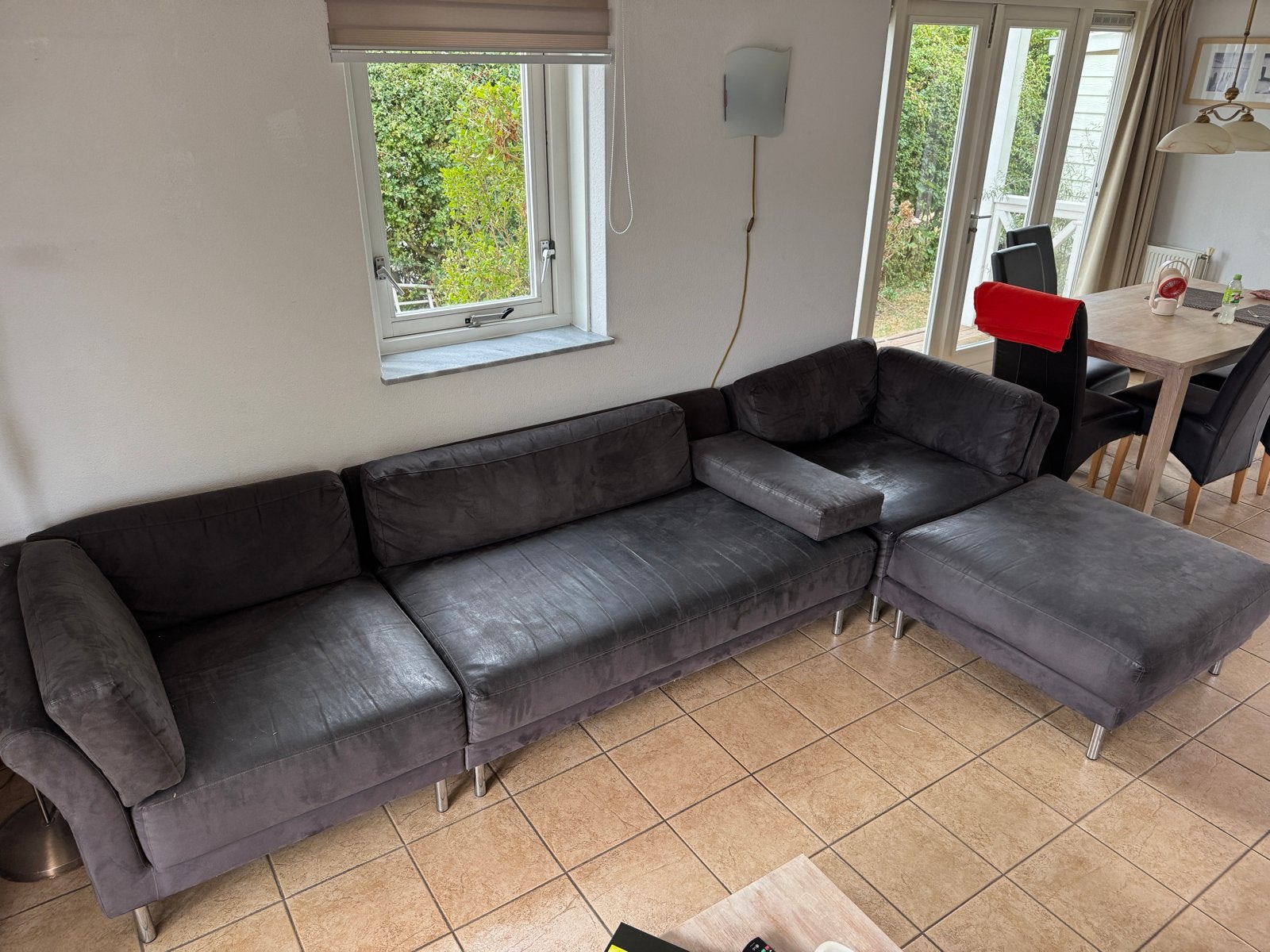 Comfortabele Hoekbank - Grijs, Ruim en Modern, Ophalen, Gebruikt, Hoekbank, 300 cm of meer