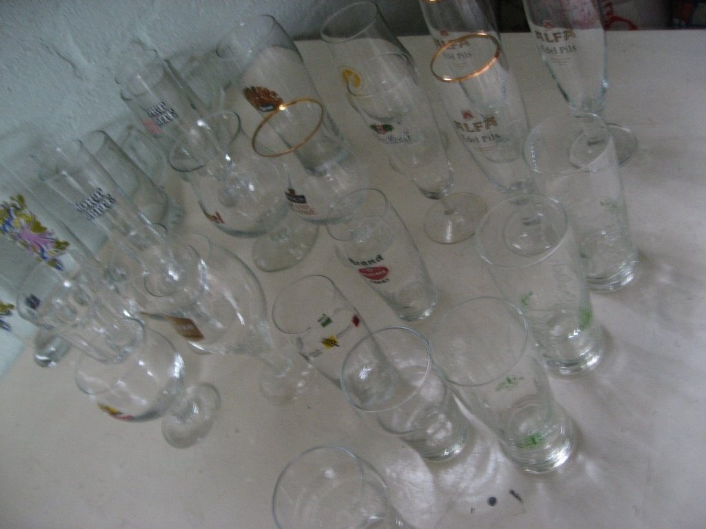 Bierglazen ( 25 stuks), Verzamelen, Ophalen, Gebruikt, Glas of Glazen, Overige merken