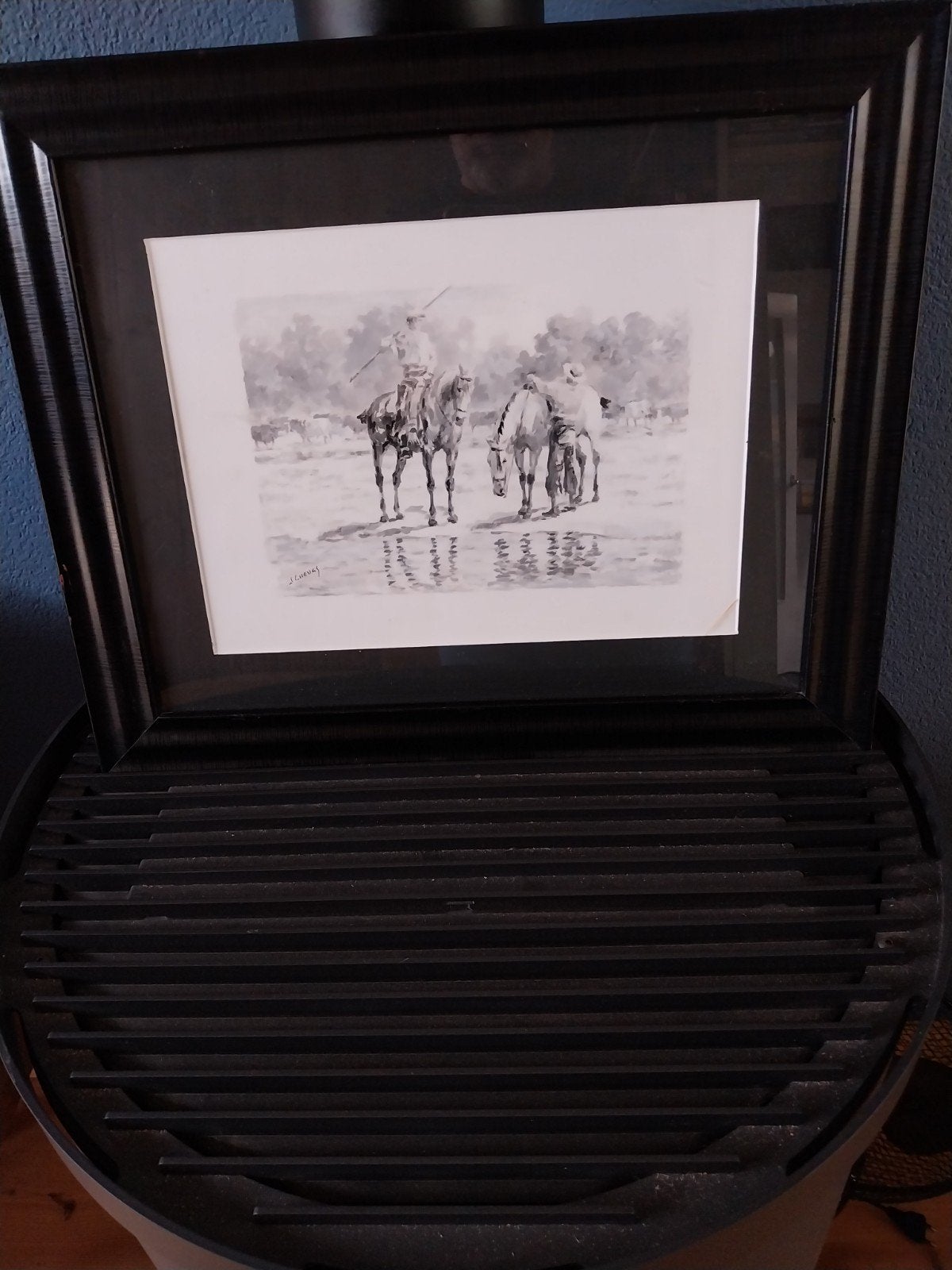 Schilderij paarden/ veedrijvers, Antiek en Kunst, Kunst | Schilderijen | Modern, Ophalen of Verzenden