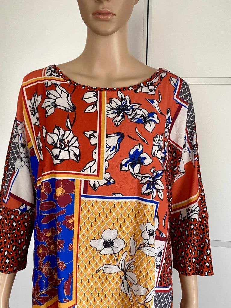 i472 Samoon maat 46=XL blouse top blauw/wit/zwart/geel/bruin, Kleding | Dames, Bruin, Maat 46/48 (XL) of groter, Ophalen of Verzenden