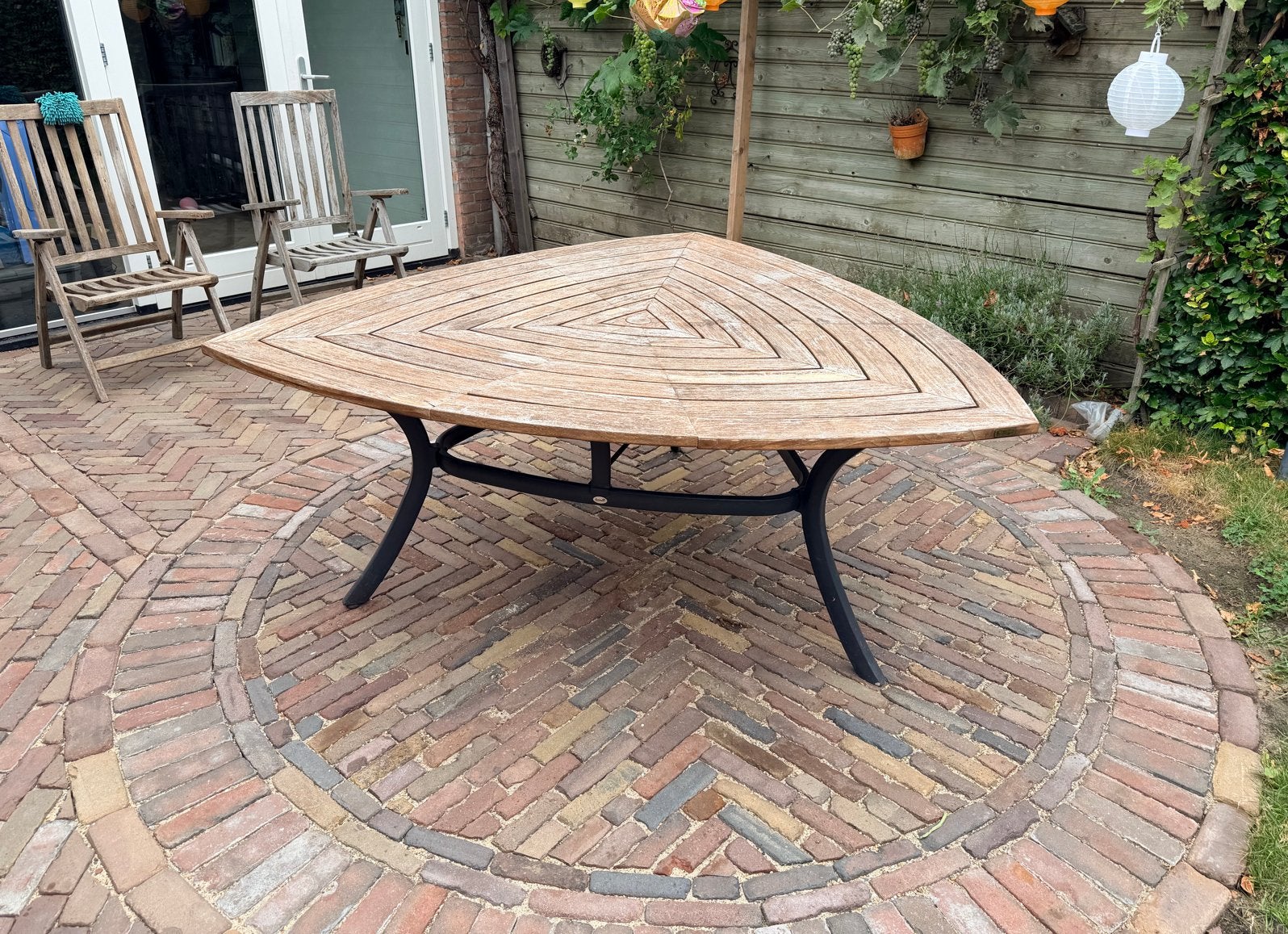 Hartman Hardhouten Tuintafel Driehoek 6 Persoons, Ophalen, Gebruikt, Hout