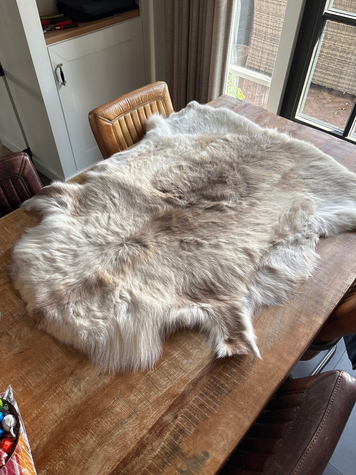 Decoratief rendierhuid - Natuurlijk en uniek, Ophalen, 100 tot 150 cm, Beige, 50 tot 100 cm