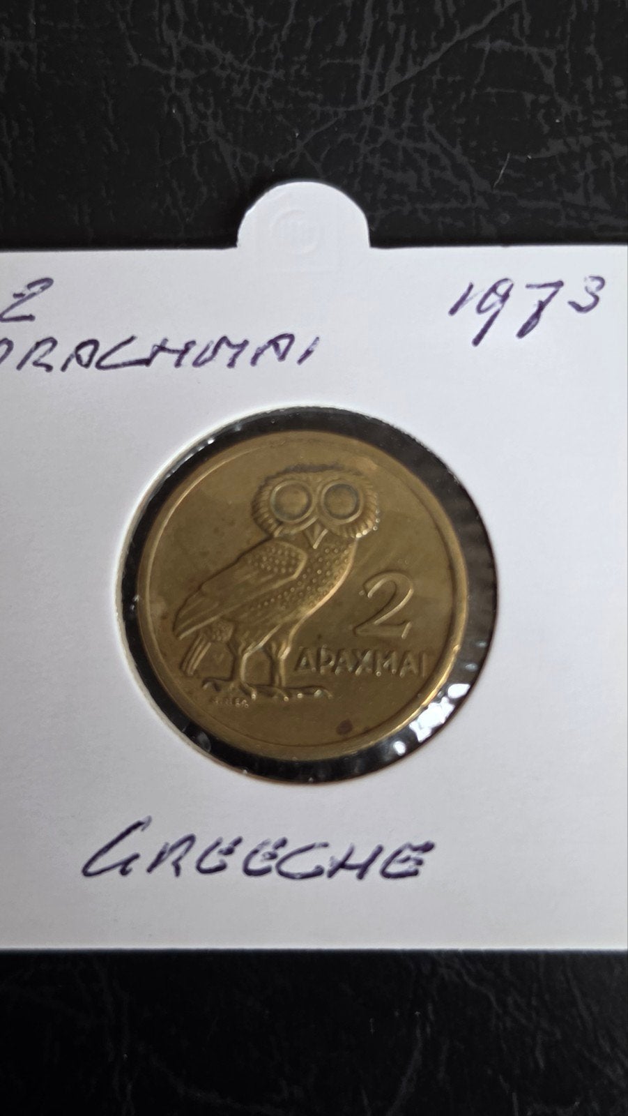 Griekse 2 Drachmai munt 1973 met uil, Ophalen of Verzenden