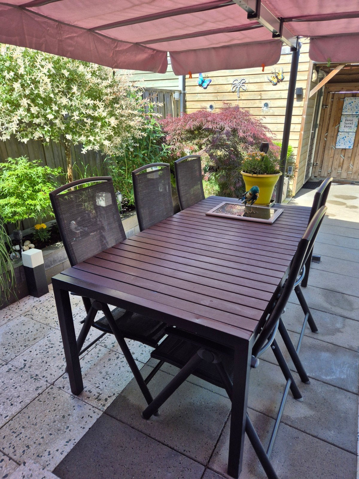 Tuinset met 6 stoelen, Tuin en Terras, Ophalen, Gebruikt, 6 zitplaatsen, Aluminium