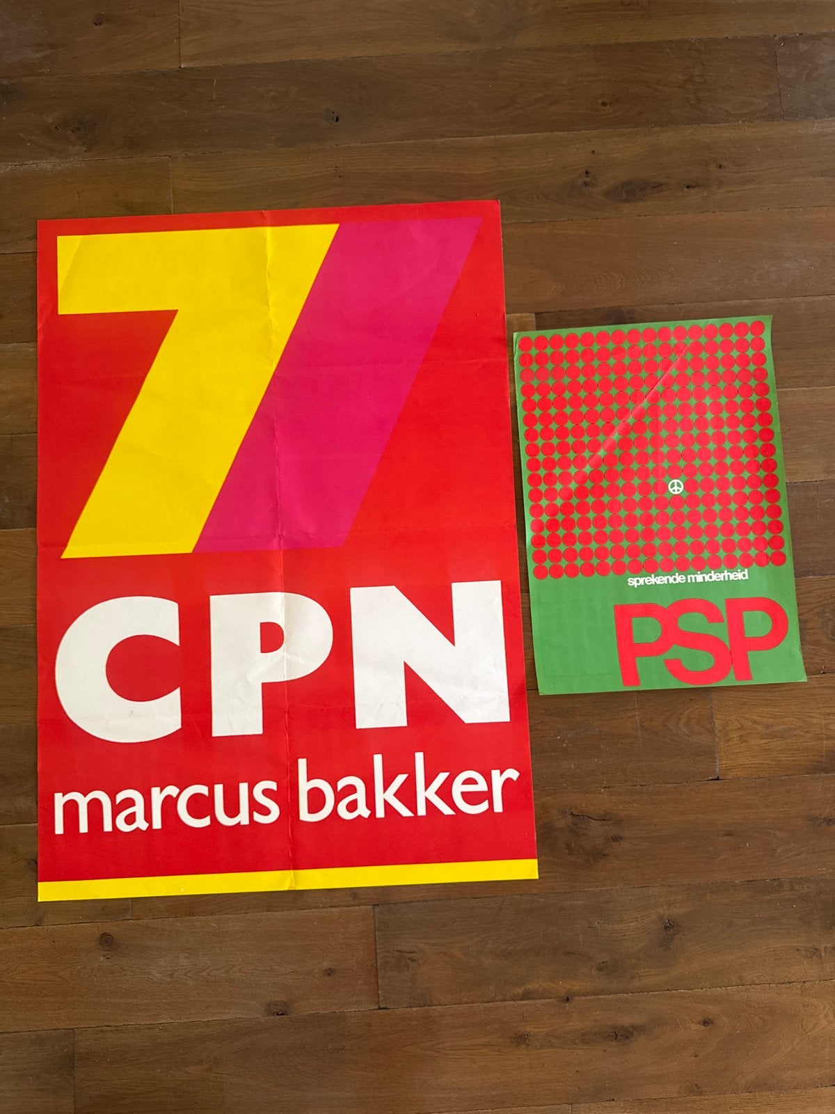 CPN Marcus Bakker & PSP Verkiezingsposters (2 stuks), Verzamelen, Posters, Gebruikt, Overige onderwerpen, Deurposter of groter