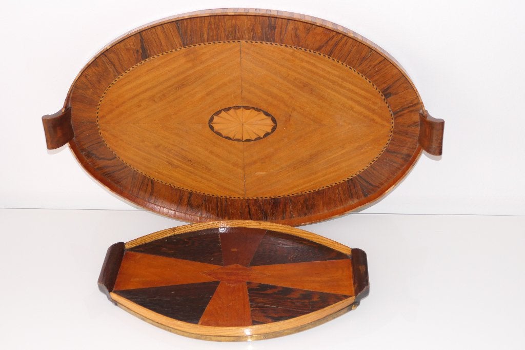 Antieke houten dienbladen Intarsia, Ophalen