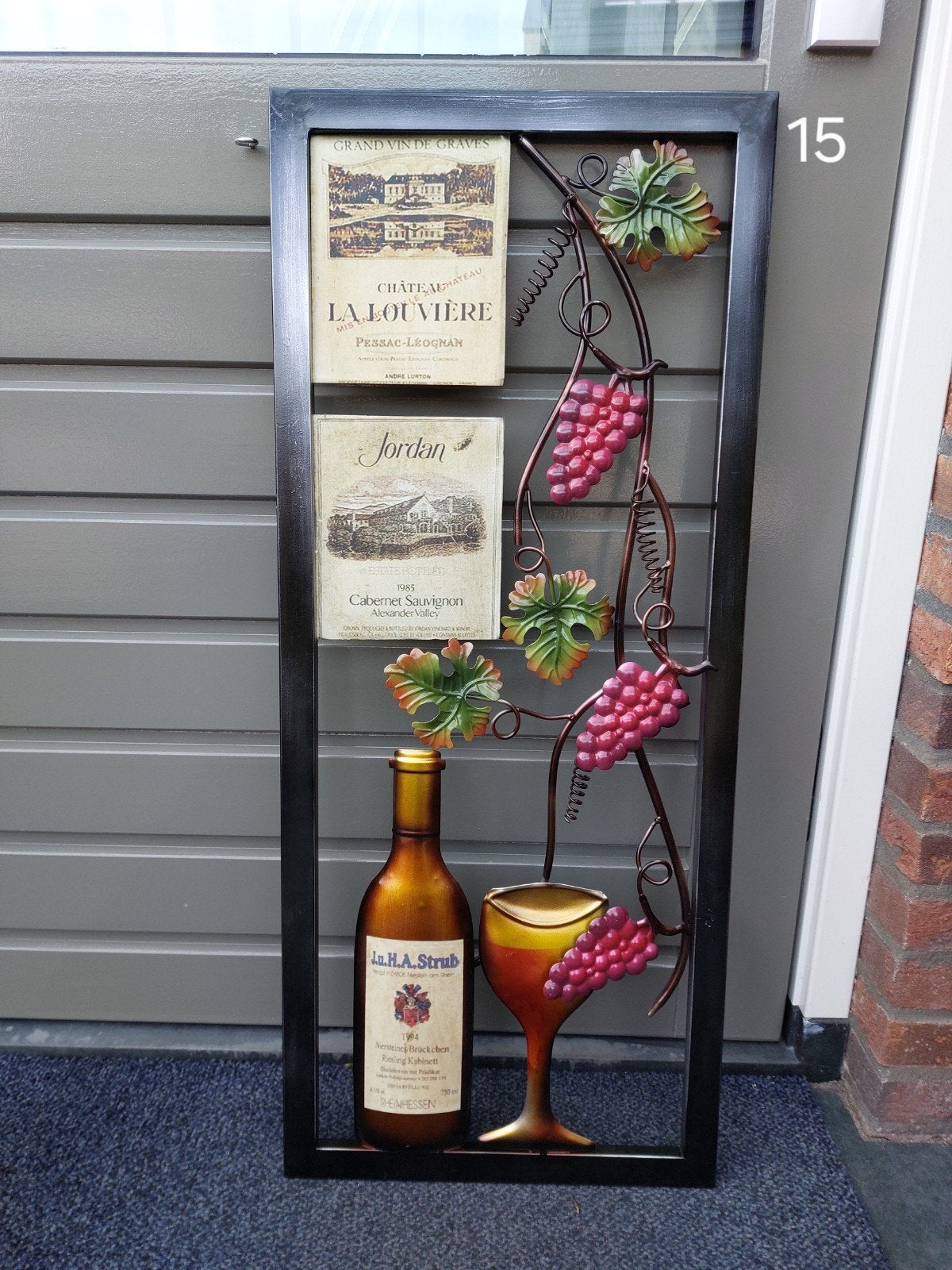 Metalen 3 D Wanddecoratie met Druiven en Flessen NIEUW, Ophalen, Vintage, Meerkleurig, Nieuw