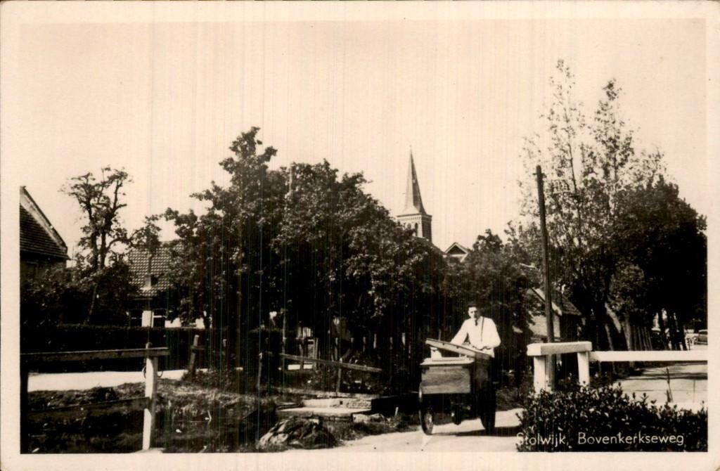 Stolwijk - Bovenkerkseweg - Man met kruiwagen, Ophalen of Verzenden, 1920 tot 1940, Ongelopen, Zuid-Holland