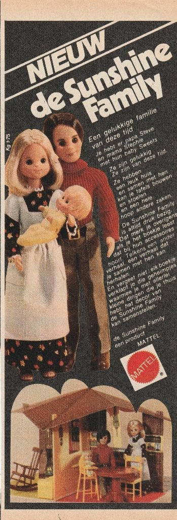 Retro reclame 1976 Mattel Familie Sunshine popjes poppetjes, Verzamelen, Verzenden, Overige typen