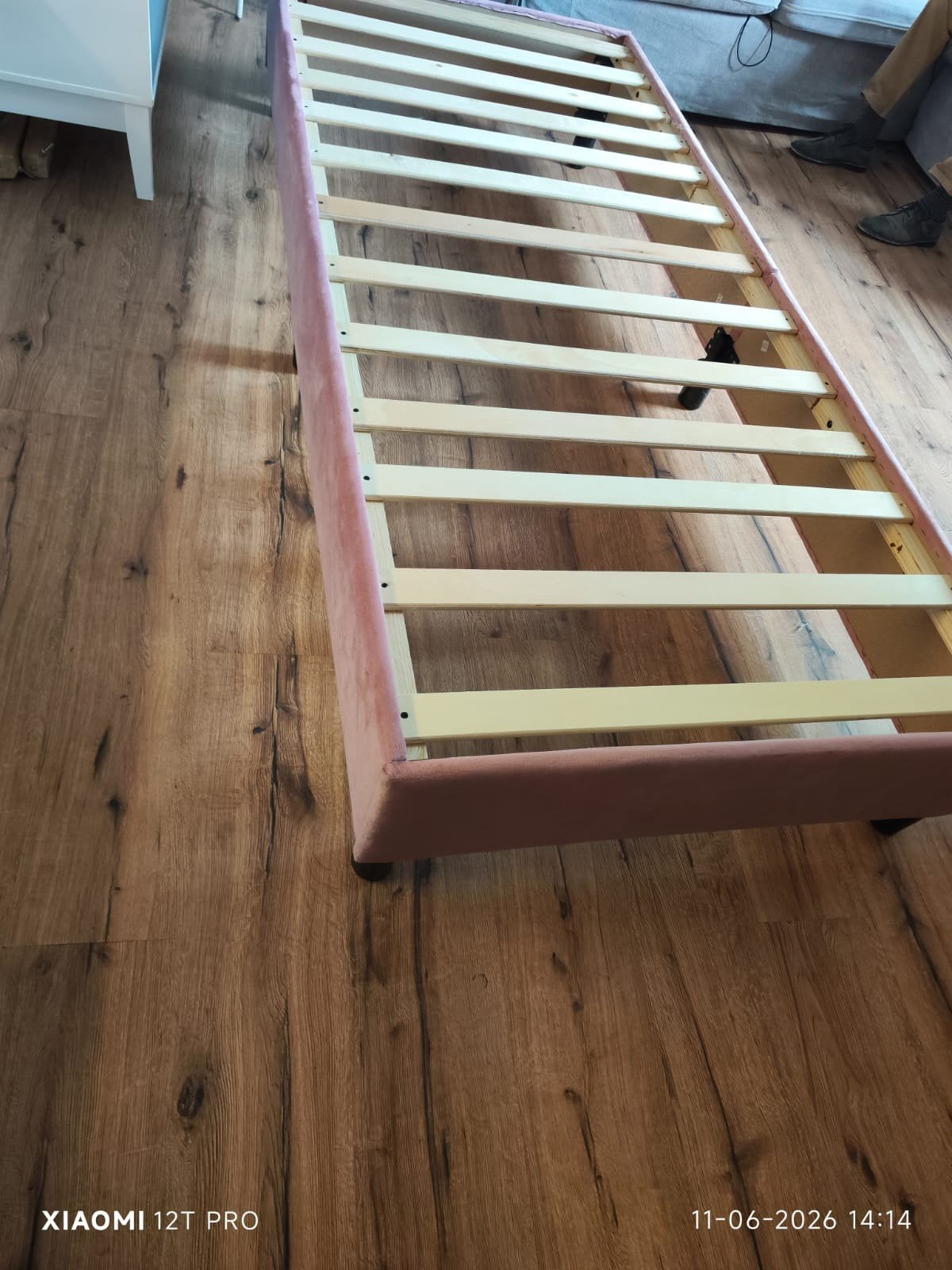 Vidal XL eenpersoonsbed roze met lattenbodem, Ophalen, Gebruikt, 90 cm, 200 cm