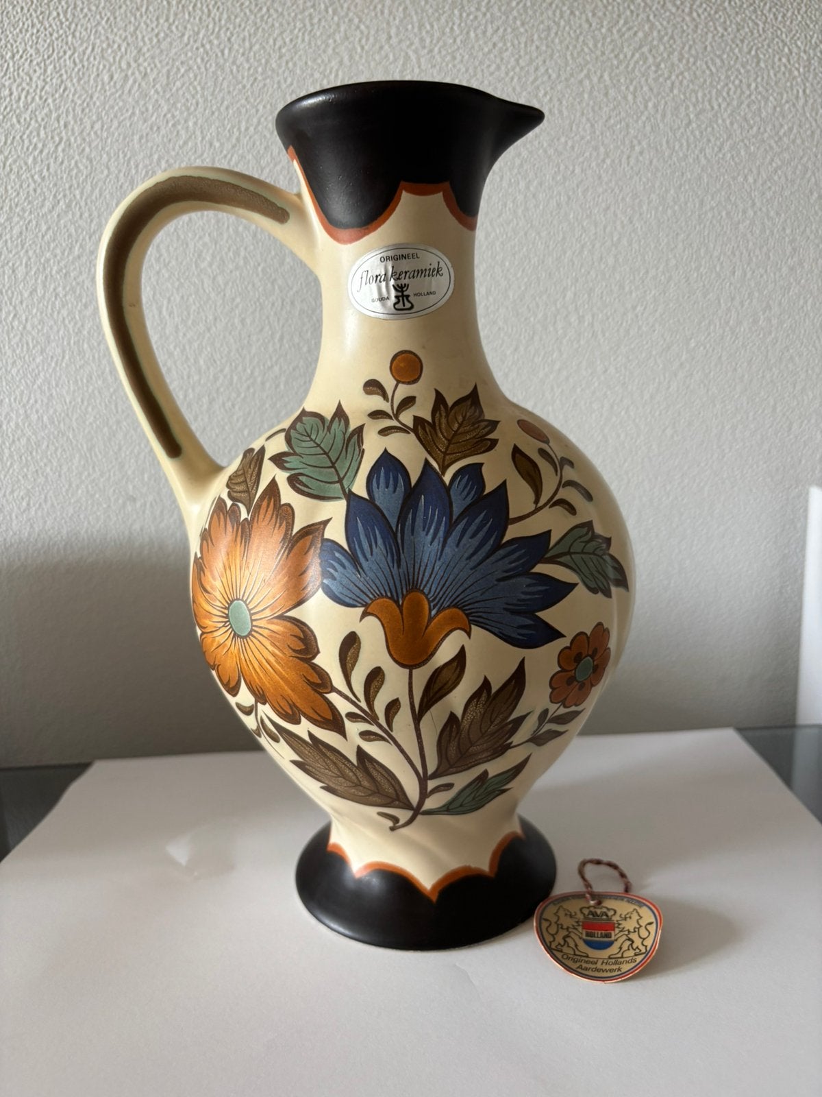 Vintage Flora Gouda kan in mint conditie, Antiek en Kunst, Antiek | Vazen, Ophalen of Verzenden