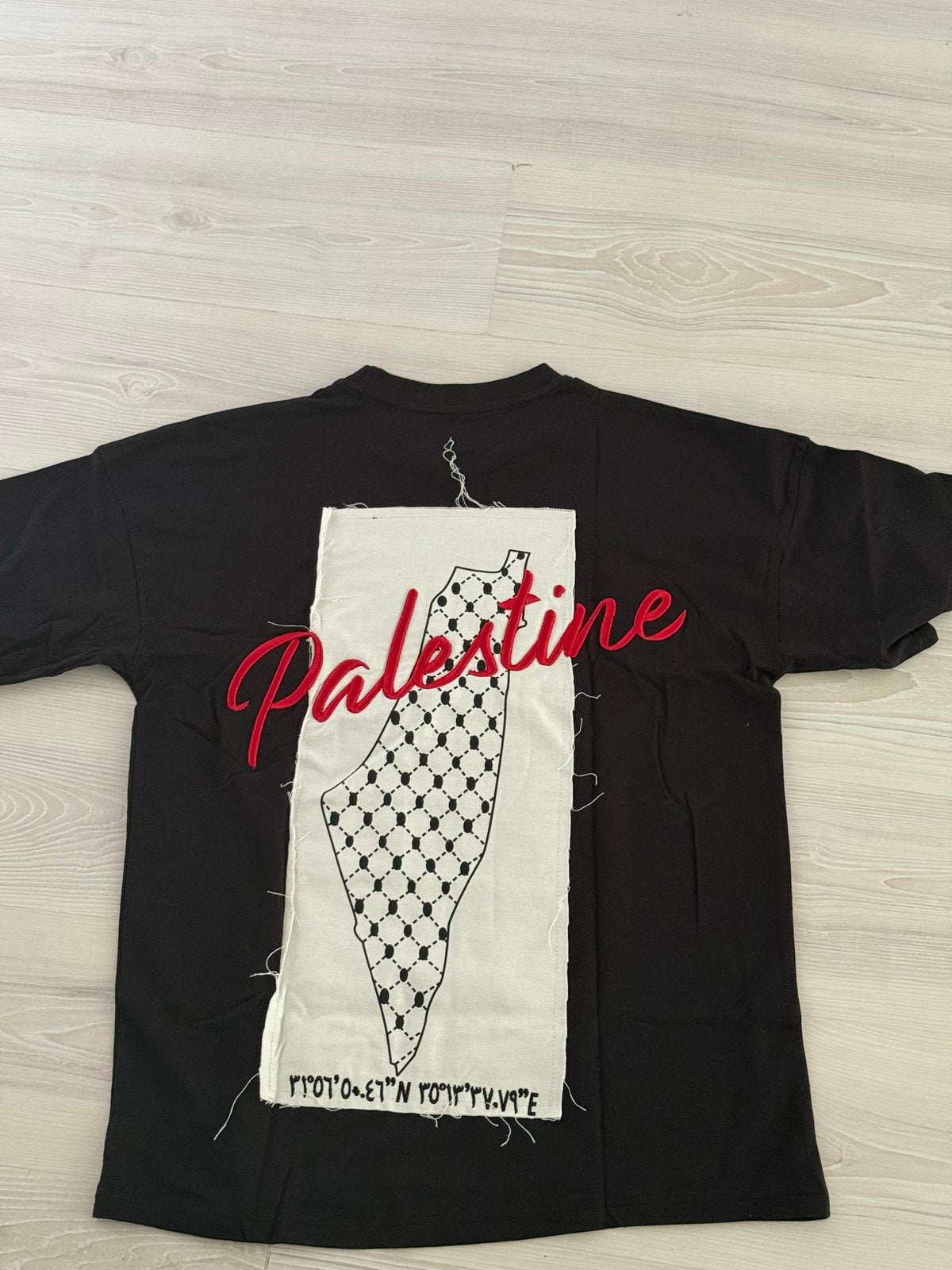 Palestina Geborduurd T-shirt | Uniseks oversized Katoen, Ophalen, Nieuw, Overige maten, Zwart
