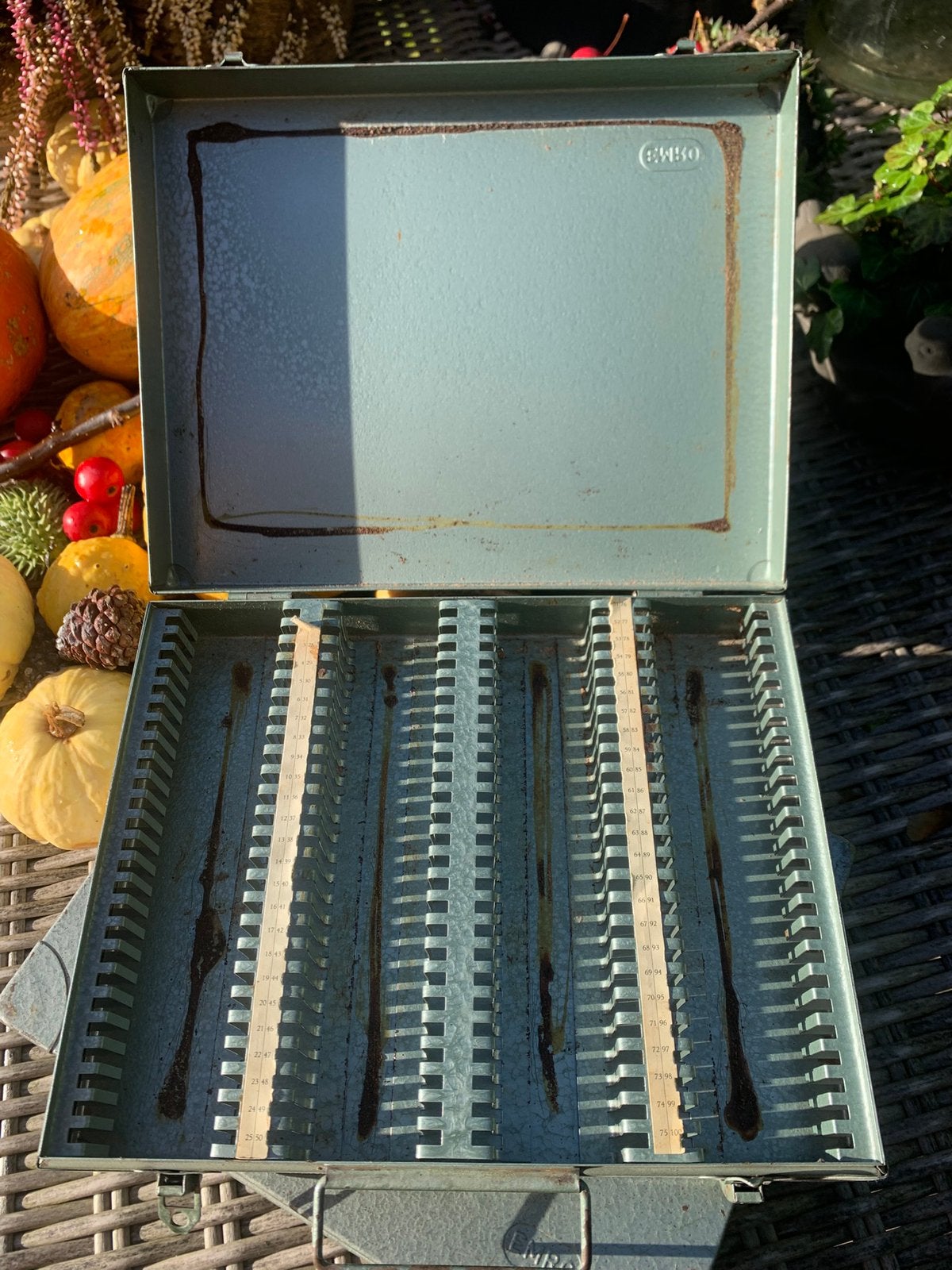 Vintage EMRO dia opbergdoos - Retro dia koffer, Ophalen of Verzenden