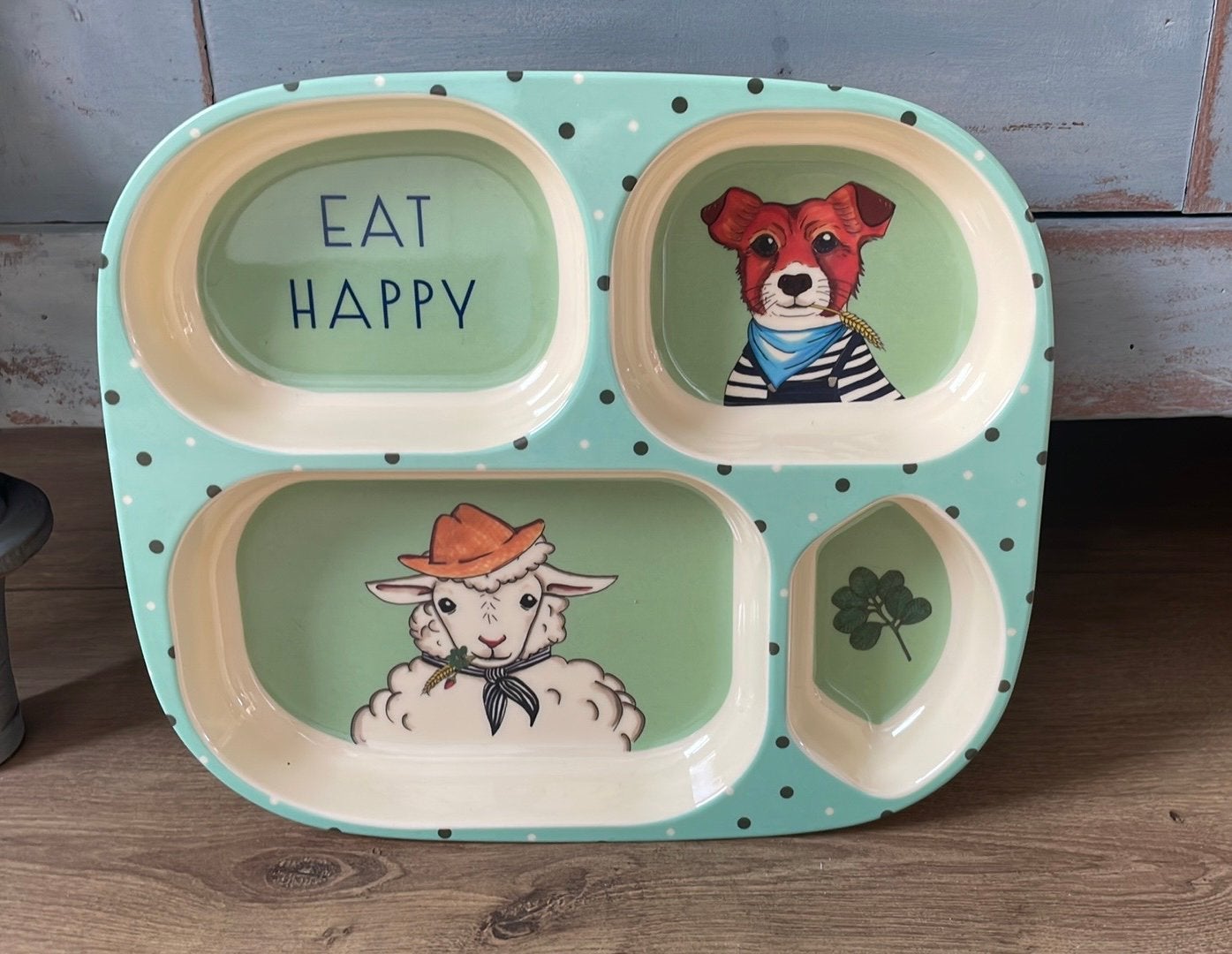 Rice Denmark borden vakjesbord Eat Happy Jump for joy bord, Ophalen of Verzenden, Zo goed als nieuw, Overige stijlen, Bord(en)