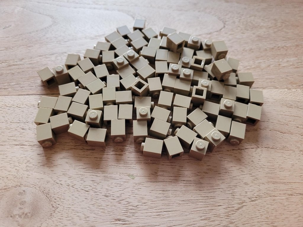 Partij J576=100x Nieuwe Lego stenen 1x1 Dark Tan, Lego, Lego, Lego, Nieuw