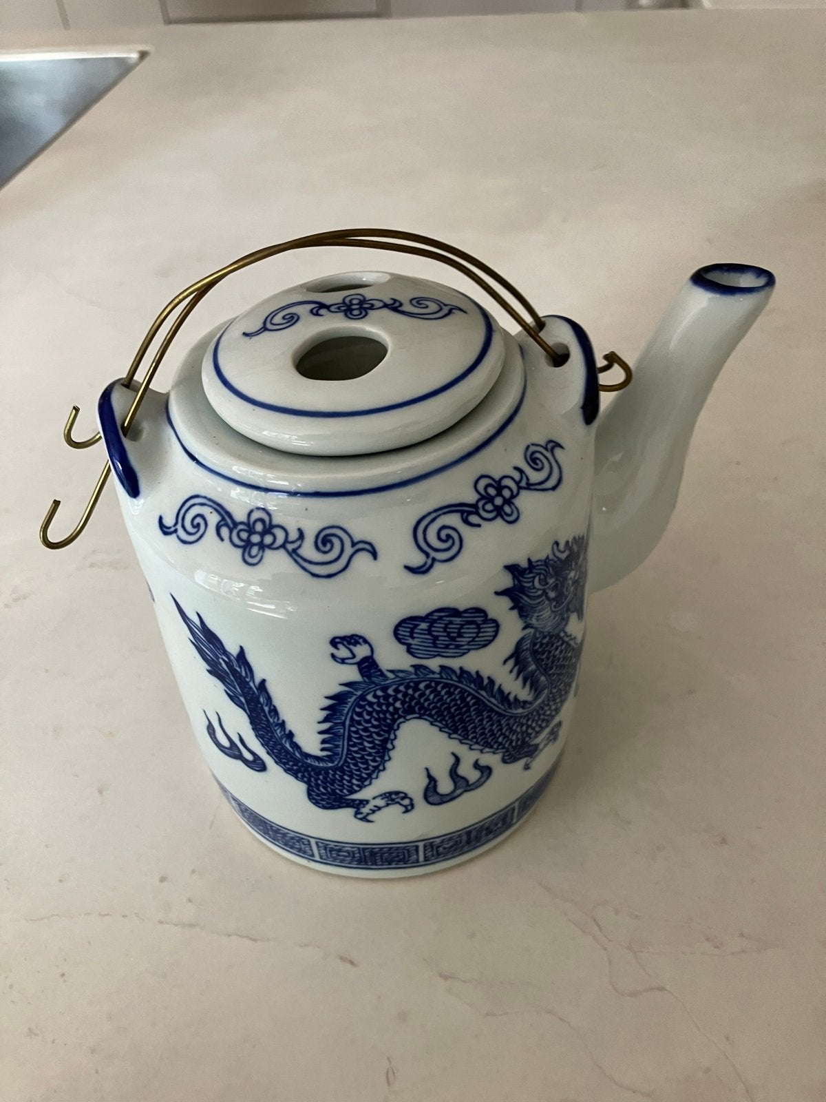 Vintage Chinese theepot met drakenmotief, Ophalen of Verzenden