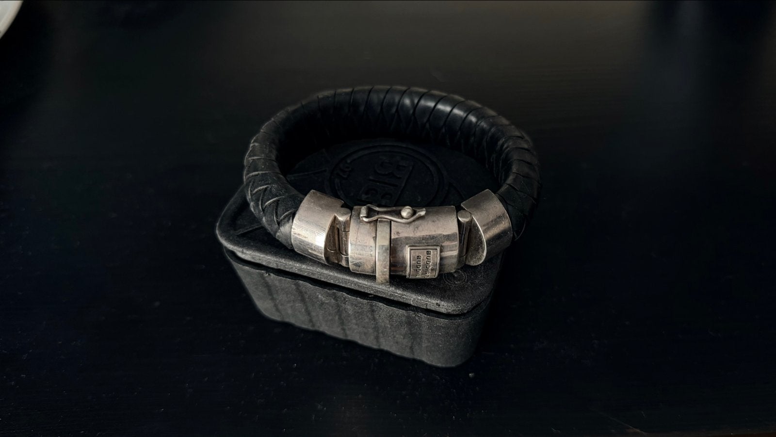 Buddha to Buddha armband Edwin leer zwart zilver, Ophalen, Zo goed als nieuw, Zwart, Leer