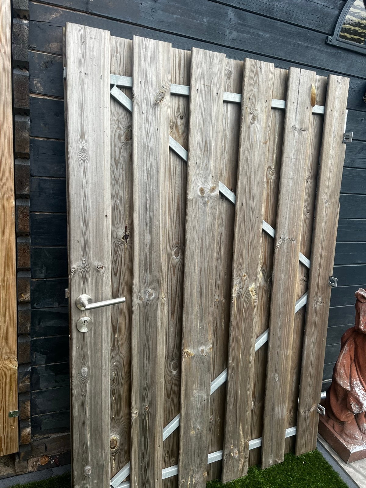 Grenen poort met gegalvaniseerd frame, Tuin en Terras, Tuinpoorten, Ophalen, Gebruikt, Draaipoort, 150 tot 200 cm