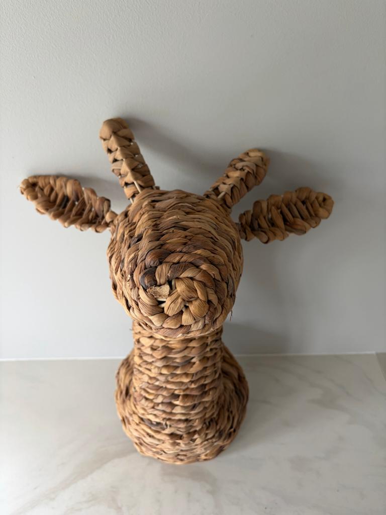 Wanddecoratie Giraffe Hoofd van Rotan, Ophalen, Natuurlijk materiaal, Bruin, Landelijk