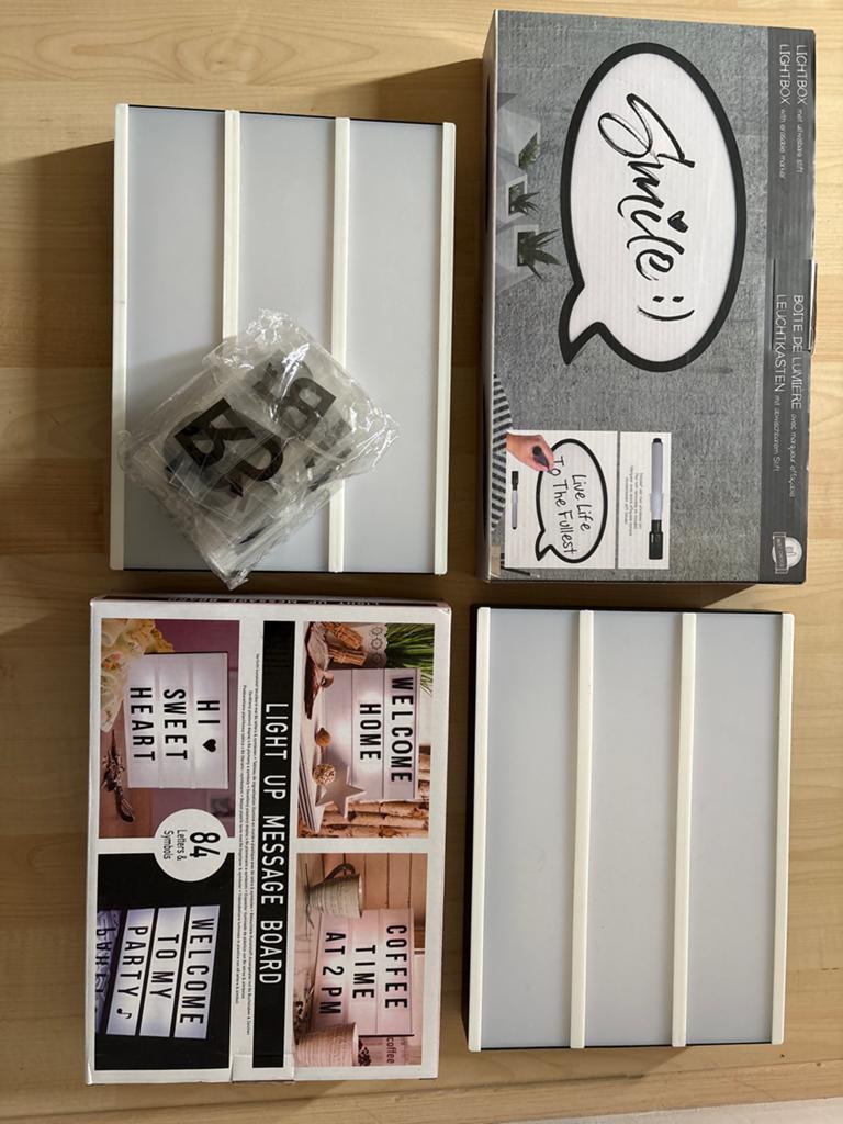 3x Light Box en Light Up Message Board Set, Nieuw, Kunststof, Ophalen of Verzenden, Modern