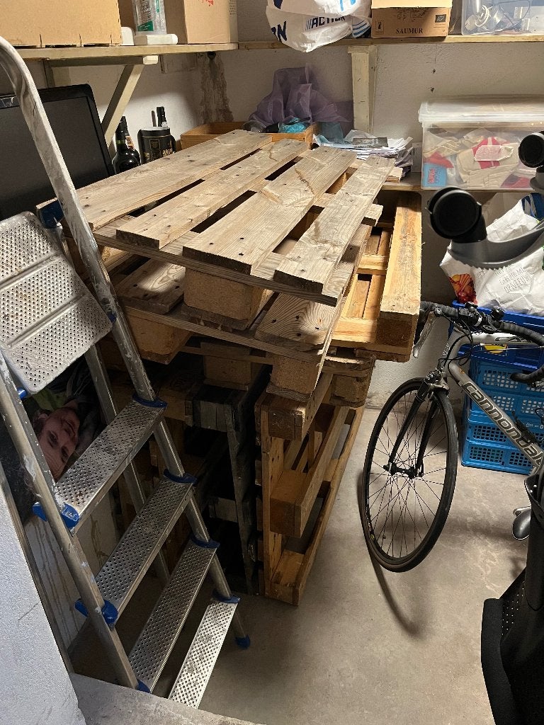 5 pallets, Doe-het-zelf en Verbouw, Ophalen, Eiken, Zo goed als nieuw, 50 mm of meer