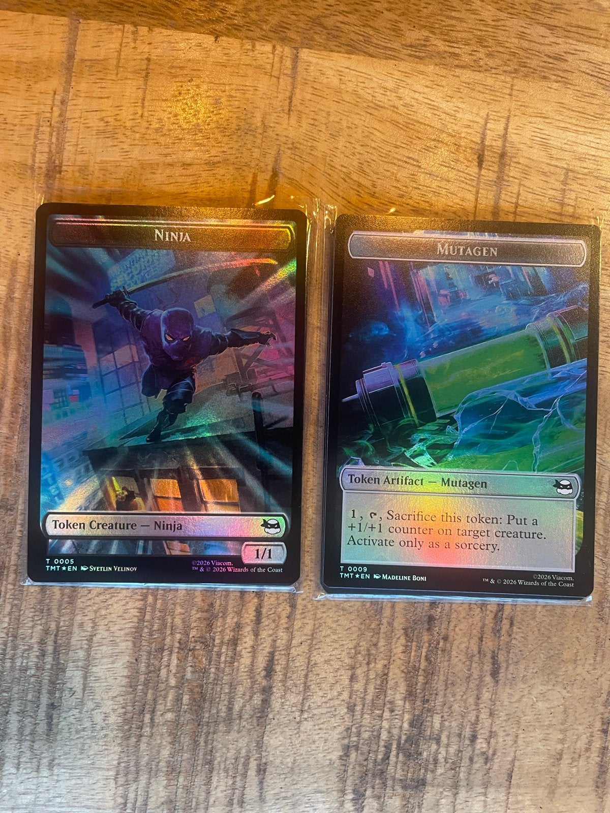 Mtg foil token Ninja/Mutagen, Ophalen of Verzenden, Zo goed als nieuw, Losse kaart, Foil